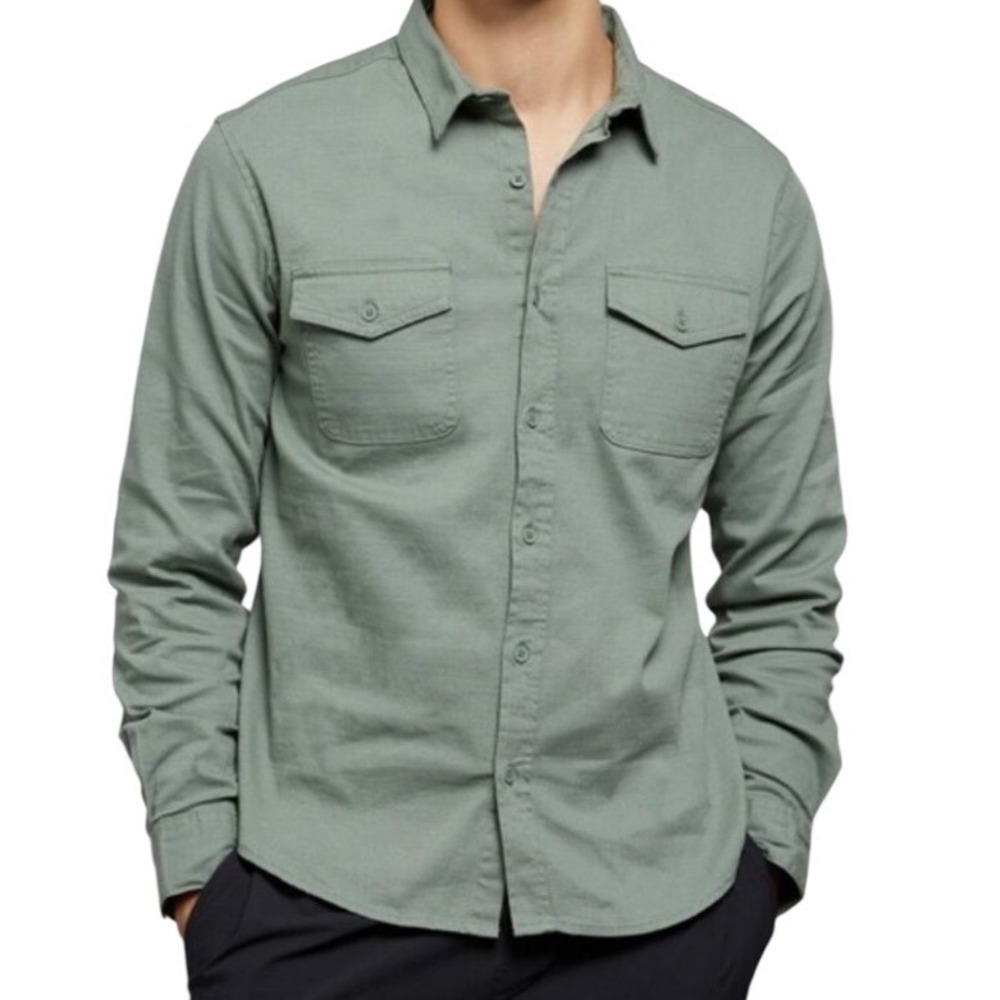 Onia All Terrain Ripstop Overshirt Sea Moss Green Cotton Stretch Small‎ Outdoor